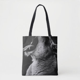 yawning lion tote bag