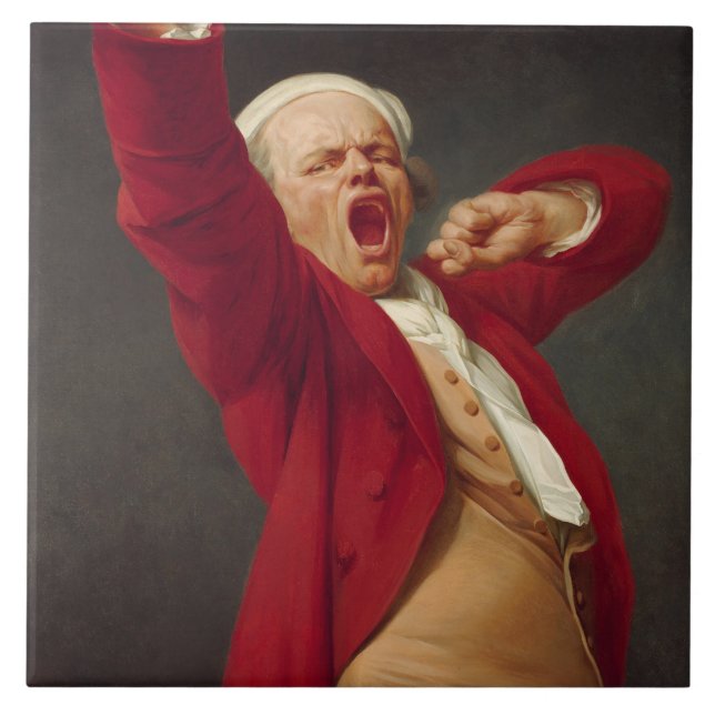 Yawning Man (Self-Portrait) (by Joseph Ducreux) Ceramic Tile (Front)