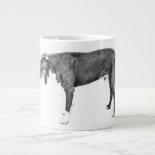 Yawning Side View—Pitbull Mix Monochrome Large Coffee Mug