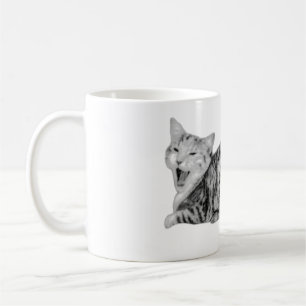 Yawning Tabby Cat Monochrome Art Mug
