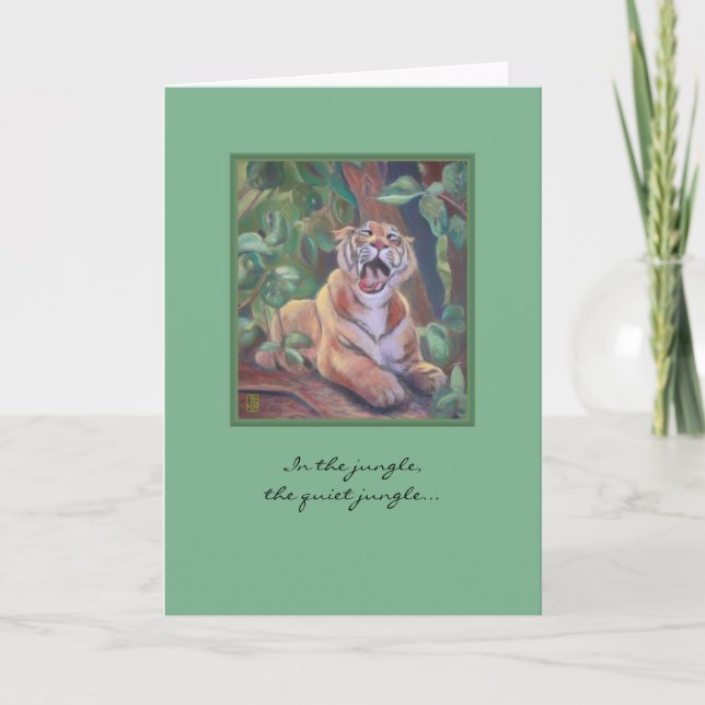 Yawning Tiger Blank Greeting Card (Front)