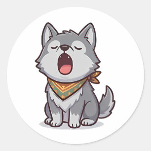 Yawning Wolf Classic Round Sticker