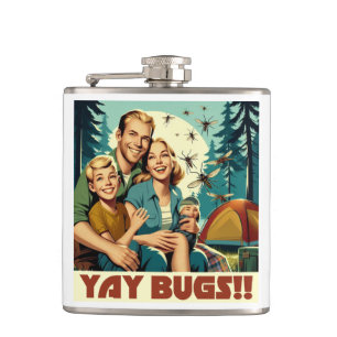Yay Bugs Camping Funny Hip Flask