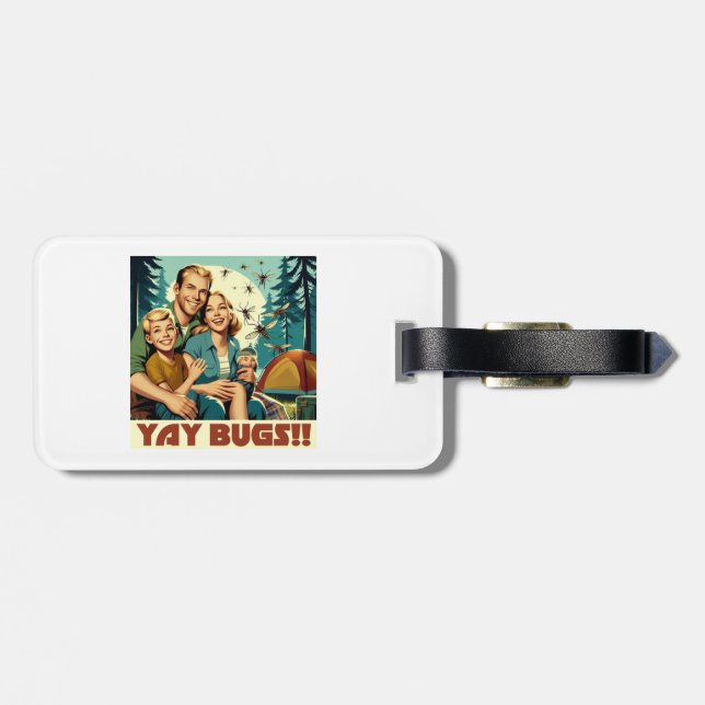 Yay Bugs Camping Funny Luggage Tag (Back Horizontal)