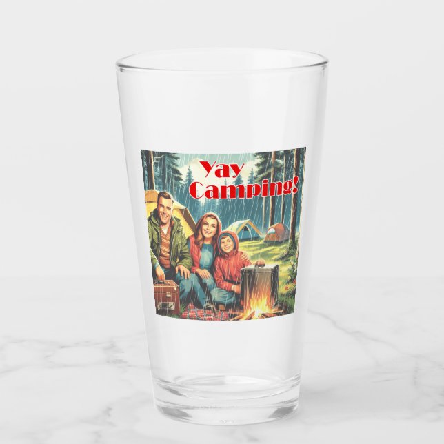 Yay Camping In The Rain Glass (Front)