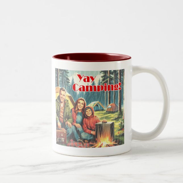Yay Camping In The Rain Two-Tone Coffee Mug (Right)