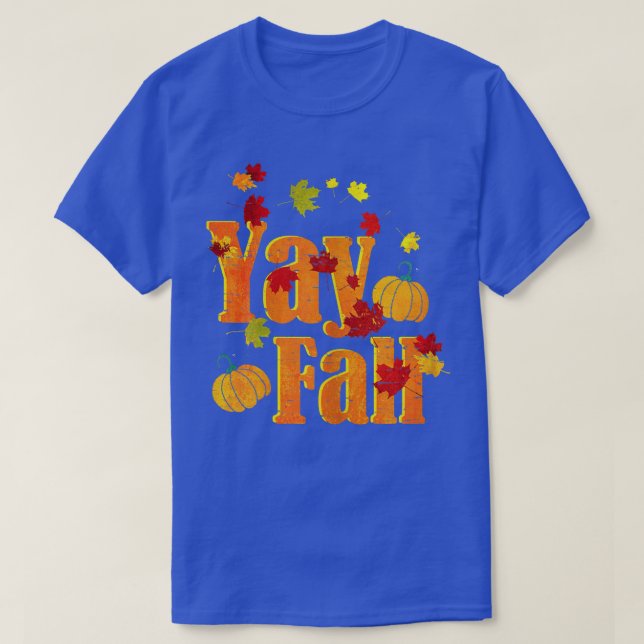 Yay FallAutumn Fall Themed Design with Falling Lea T-Shirt (Design Front)