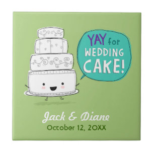 YAY for Wedding Cake! Humourous Design with Text Tile