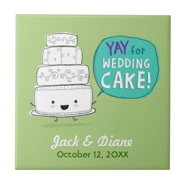 YAY for Wedding Cake! Humourous Design with Text Tile (Front)