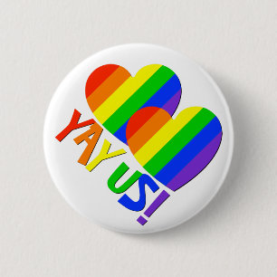 YAY US! Gay Couples Pride Rainbow Favour Buttons