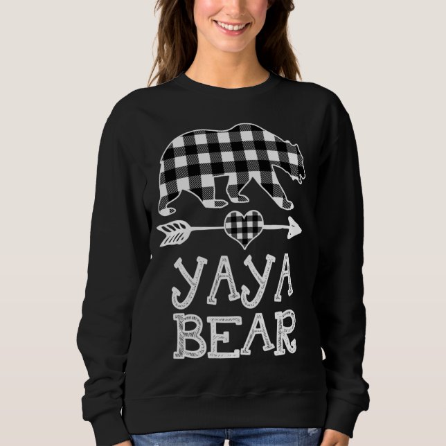 Yaya Bear Christmas Pajama Black And White Buffalo Sweatshirt (Front)