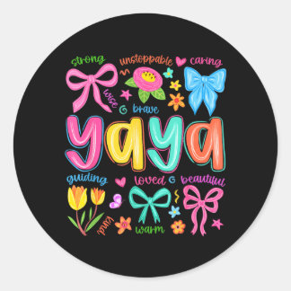 Yaya Bow Loved Beautiful Caring Funny Mothers Day Classic Round Sticker