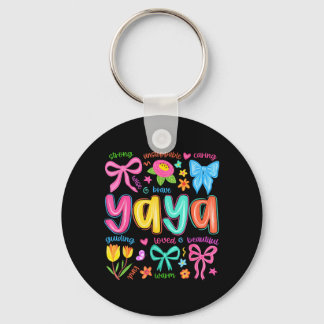 Yaya Bow Loved Beautiful Caring Funny Mothers Day Key Ring