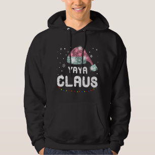 Yaya Claus Christmas Hat Diamond Pajama Family Mat Hoodie