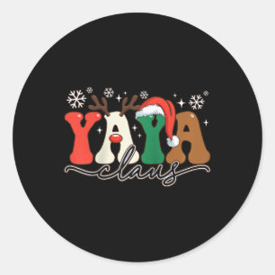 Yaya Claus Groovy Christmas Santa Matching Family Classic Round Sticker