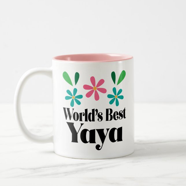 Yaya Gift for Grandmother Mothers Day Two-Tone Coffee Mug (Left)