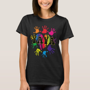Yaya Heart Hand Print Kids Handprint Grandma Mothe T-Shirt