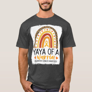Yaya Of A Warrior Childhood Cancer Leopard Print R T-Shirt
