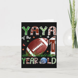 Yaya of The 1 Year Old Football 1st Birthday Boy Card
