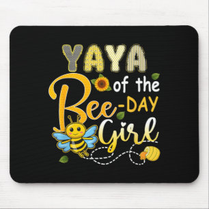 Yaya Of The Bee-Day Girl Funny Bee Birthday Party Mouse Pad