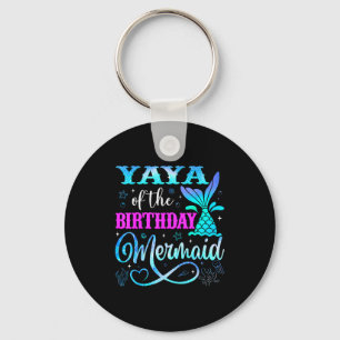 Yaya Of The Birthday Mermaid Family Matching Party Key Ring