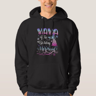 Yaya Of The Birthday Mermaid Matching Family Party Hoodie
