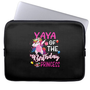Yaya Of The Birthday Princess Unicorn Girl T-Shirt Laptop Sleeve