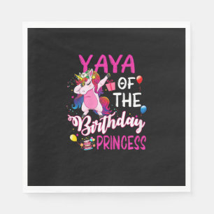 Yaya Of The Birthday Princess Unicorn Girl T-Shirt Napkin