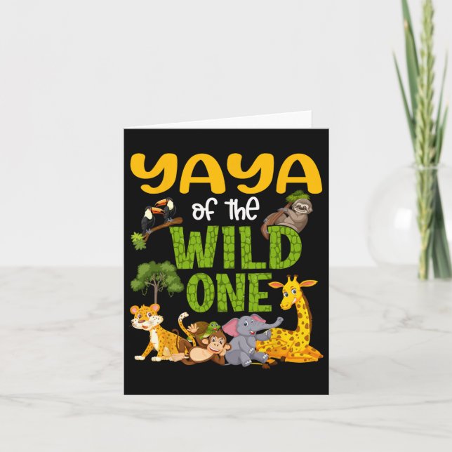 Yaya Of The Wild One Zoo Birthday Safari Jungle  Card (Front)