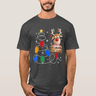 Yaya Reindeer Lights Christmas Tree  Cute Christma T-Shirt