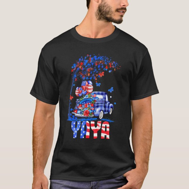 Yaya Truck American Flag Fireworks Patriotic 4th O T-Shirt (Front)