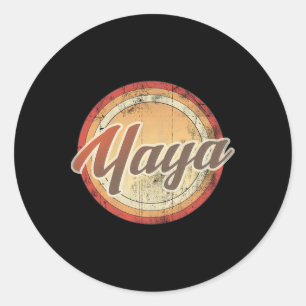 Yaya Vintage Distressed Retro Birthday Party Gift Classic Round Sticker