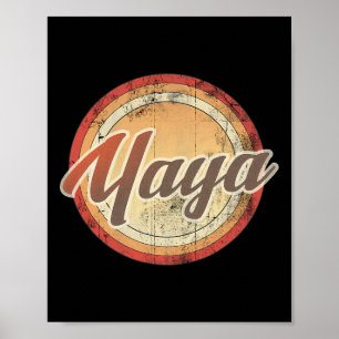 Yaya Vintage Distressed Retro Birthday Party Gift  Poster