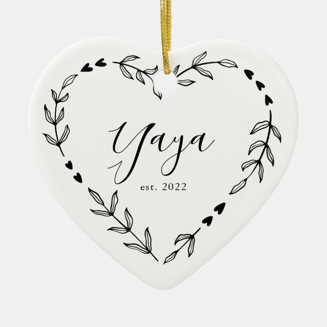 Yaya Year Est. Christmas Ceramic Ornament (Front)