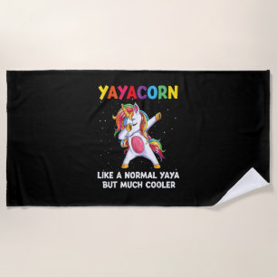 YayaCorn Yaya Unicorn Birthday Family Matching Bda Beach Towel