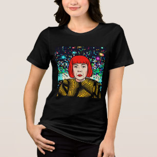 Yayoi Kusama Pop Art Halftone Portrait Tri-Blend Shirt