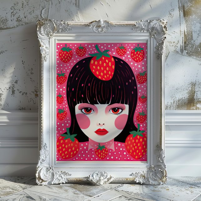 Yayoi Kusama Strawberry Girl Wall Art Print (Creator Uploaded)