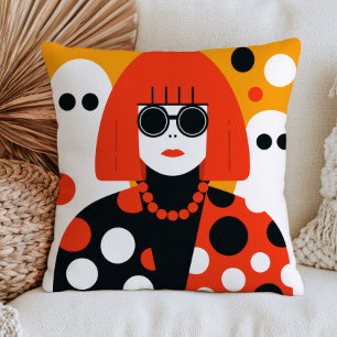 Yayoi Kusama with Ghosts Colourful Halloween Cushion