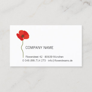 ♥ yBee *Red Poppy* Papaver rhoeas . 01 . floral Business Card