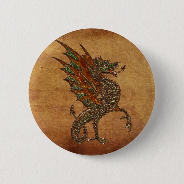 Ye Old Mediaeval Dragon Design 6 Cm Round Badge (Front)
