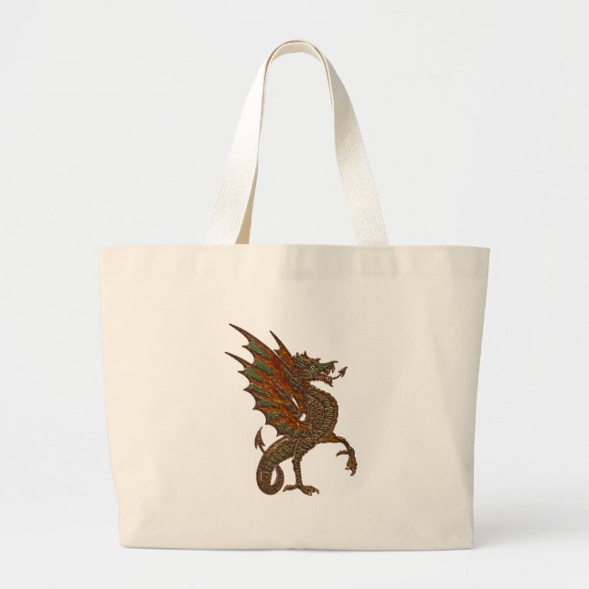 Ye Old Mediaeval Dragon Design Large Tote Bag (Front)