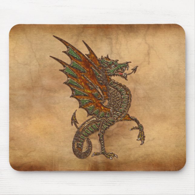 Ye Old Mediaeval Dragon Design Mouse Pad (Front)