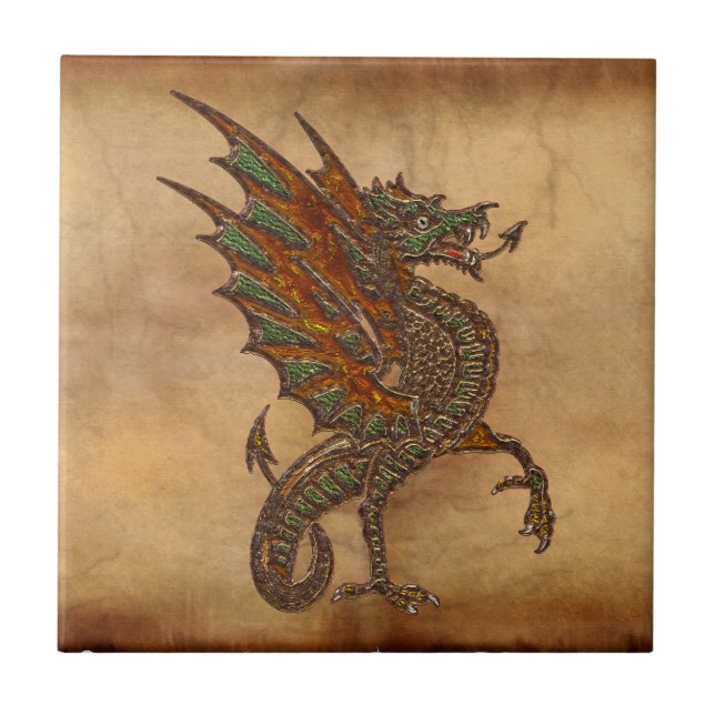 Ye Old Mediaeval Dragon Design Tile (Front)