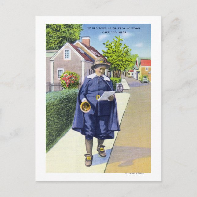 Ye Old Town Crier Ringing Bell Postcard (Front)