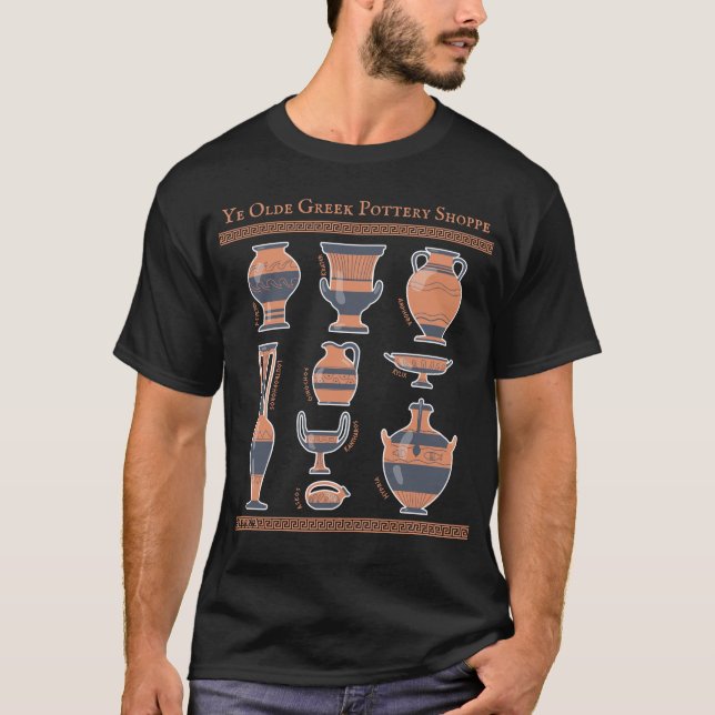 Ye Olde Greek Pottery Shoppe: Fun Ancient Jugs T-Shirt (Front)
