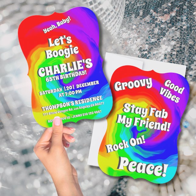 Yeah Baby! 65th Birthday Vibrant Heat Wave Swirl Invitation (Creator Uploaded)