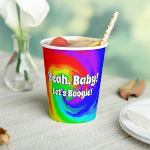 Yeah Baby! Let's Boogie Vibrant Swirl Birthday Paper Cups