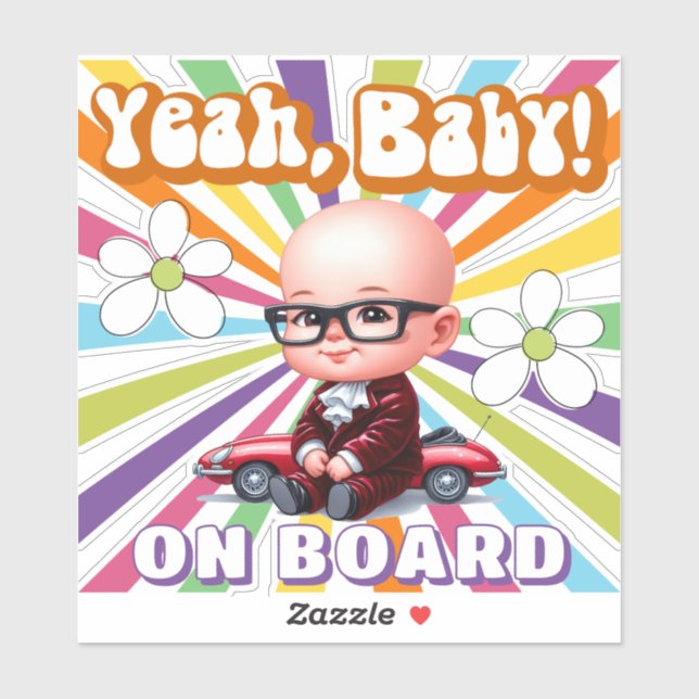 Yeah Baby On Board Retro and Fun (Sheet)