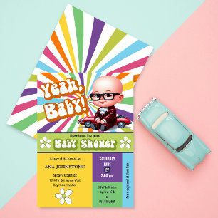Yeah Baby Retro Baby Shower Invitation