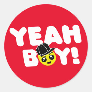 Yeah Boy Emoji Face Bashin Bros Gamer Classic Round Sticker